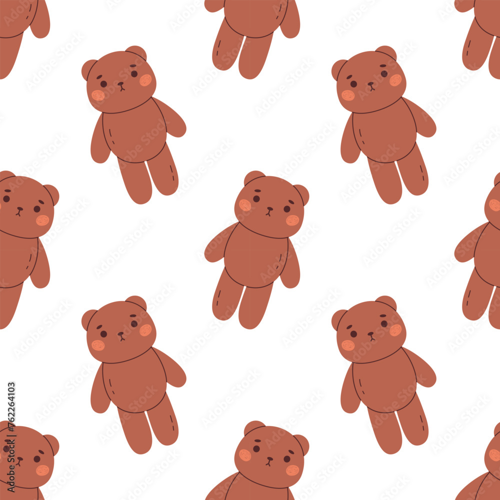 Seamless pattern with teddy bears. Vector background for fabric, textile or wrapping paper