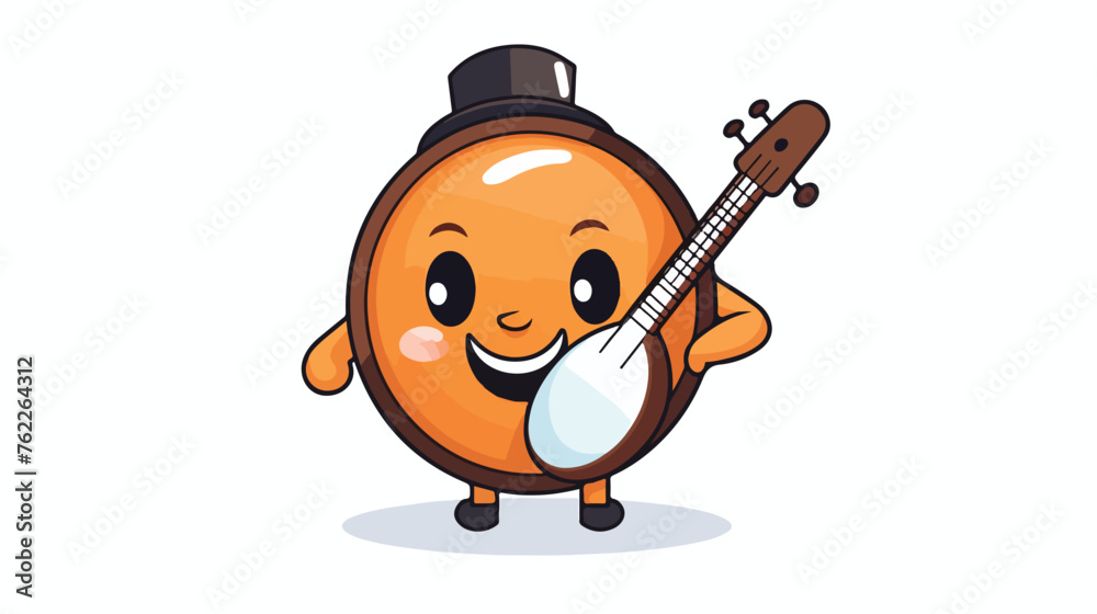 Illustration of a Music Note Mascot Playing the Banj