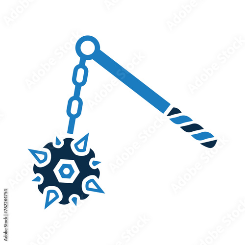 Flail, weapon, arms icon. Simple color vector.