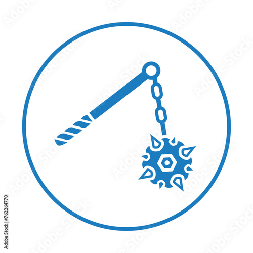 Flail, weapon, arms icon. Blue color design.