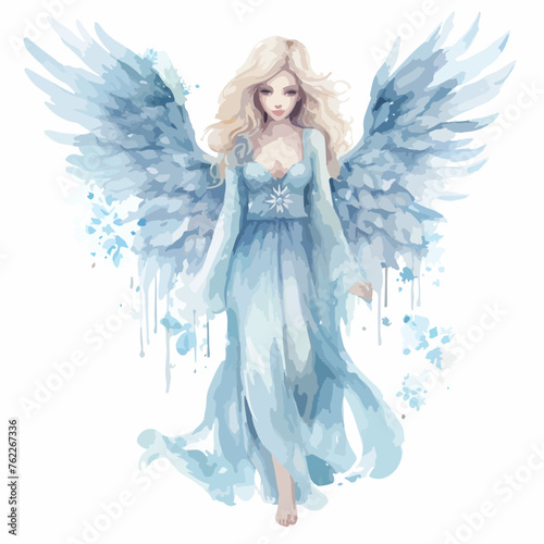 Winter Ice Angel Watercolor Clipart 