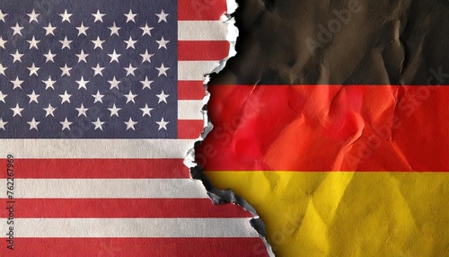 Torn Paper Revealing German Flag Underneath American Flag
