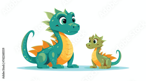 Loving mother dragon and her baby cute funny family © Megan