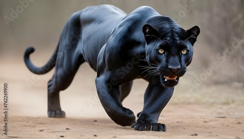 A Panther With Its Muscles Tense Preparing To Pou Upscaled 4 photo
