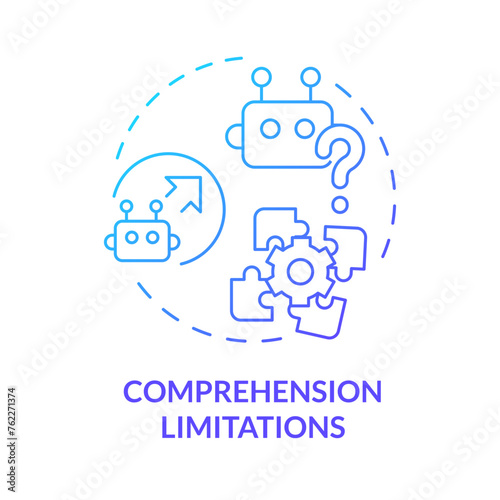 Comprehension limitations blue gradient concept icon. Human language interpretation. Round shape line illustration. Abstract idea. Graphic design. Easy to use in infographic, presentation