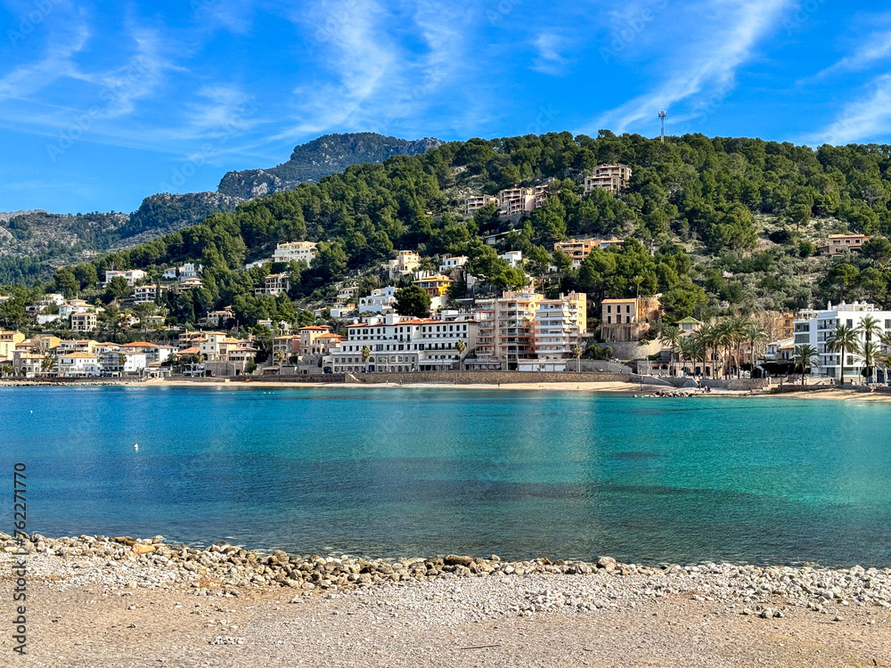 view of the coast of the region sea Port de Soller Mallorca