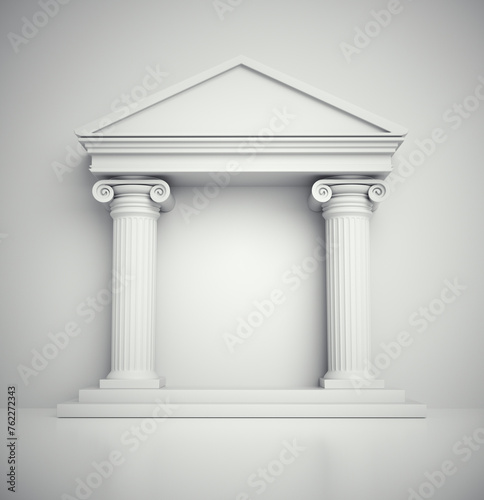 Roman building with white background.