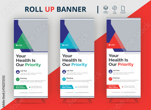 medical roll up banner hospital health doctor promotion signage x stand care,minimalist and sample medical roll up banner design, medical roll up banner design layout, banners mockup, colorful marketi