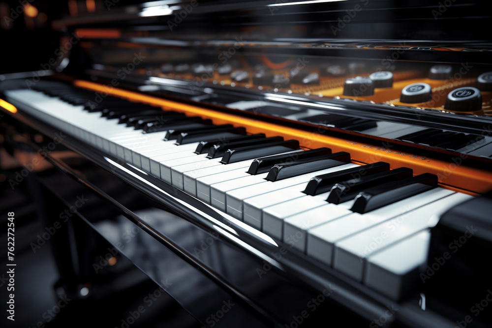 Detailed close up showcasing isolated piano keys for focused observation and study Detailed close up showcasing isolated piano keys for focused observation and study