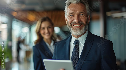 a businessman with his young assistant team worker ,Two colleagues of professional business people working together.