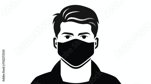 Patient Wearing Mask Icon Black and White Vector