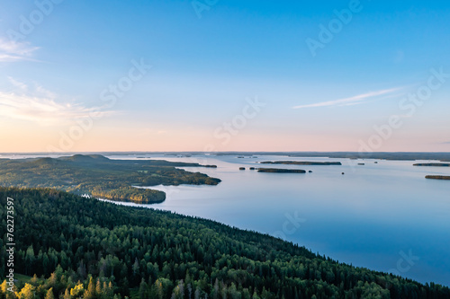 sunset over the lake photo