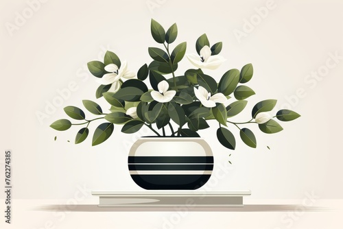 White Flowers in Vase on Table