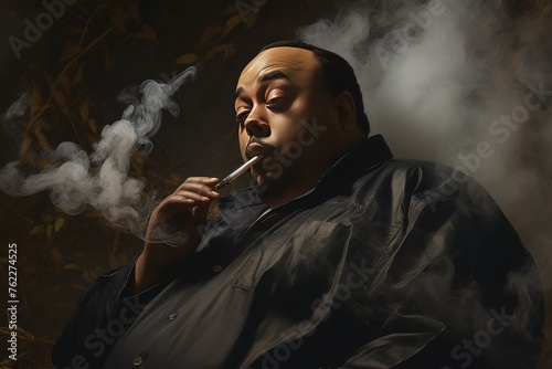 Man Smoking Cigarette With Smoke