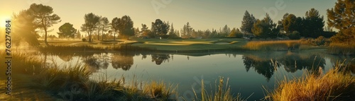 The peacefulness of a golf course at twilight, each hole a story of challenges faced and overcome