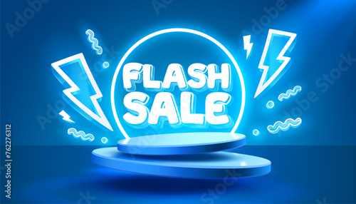 Flash sale event, big sale offer, poster label. Vector illustration