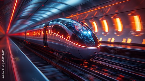 High Speed Train Travelling Through Tunnel