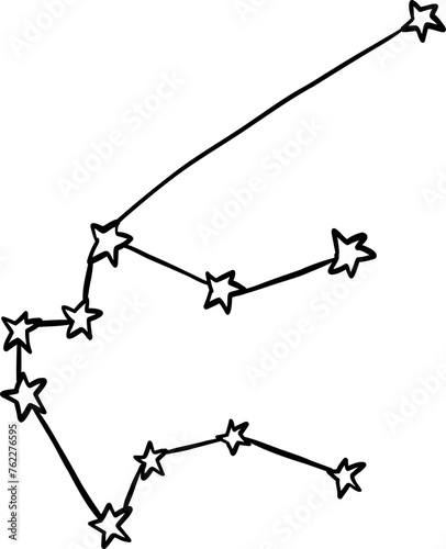 Constellation astrologic  zodiac signs. Hand drawn vector illustration. Aquarius 