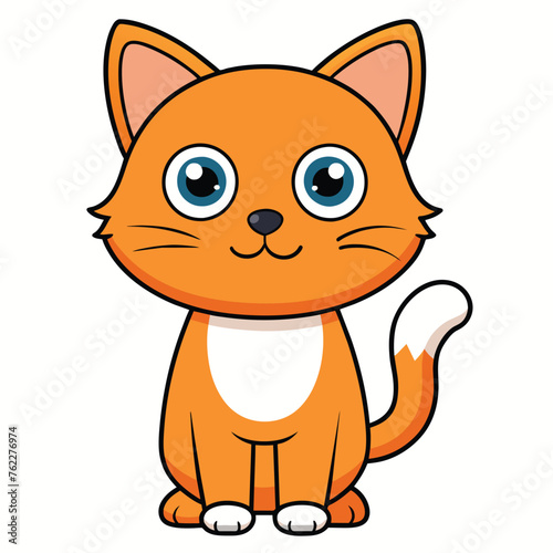 Orange cat vector illustration flat cute cat character mascot icon vector isolated