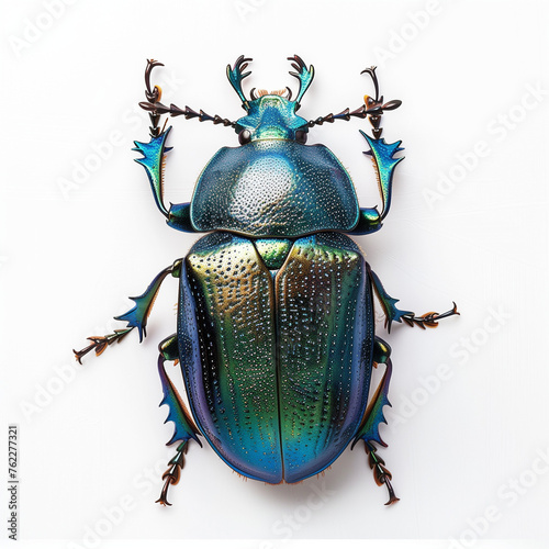 green and blue beetle isolated on white