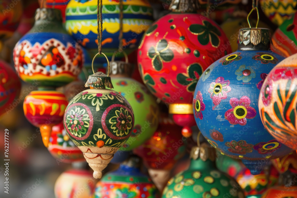 Vibrant and colorful Mexican ornaments