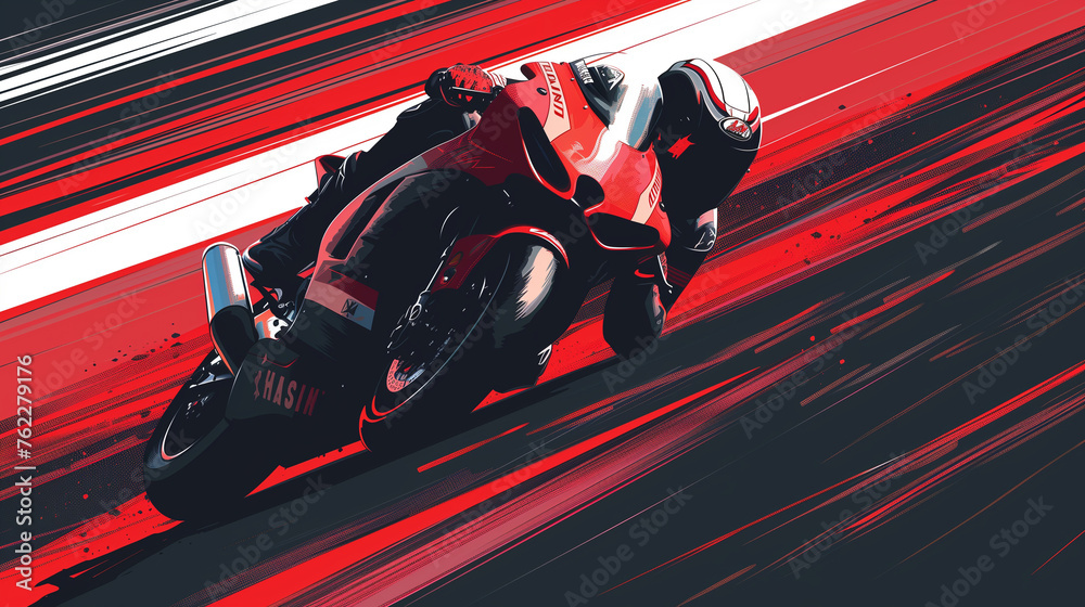 Abstract illustration of colorful motorcycle racing concept