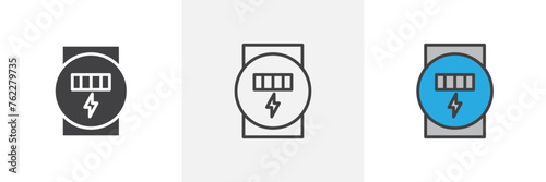 Home Energy Metering Icons. Electricity Usage Tracking. Utility Consumption Measurement Signs