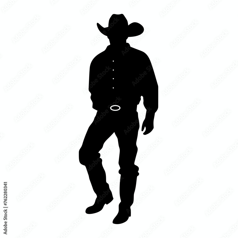 Cowboy black icon on white background. Cowboy silhouette Cowboy black icon on white background. Cowboy silhouette