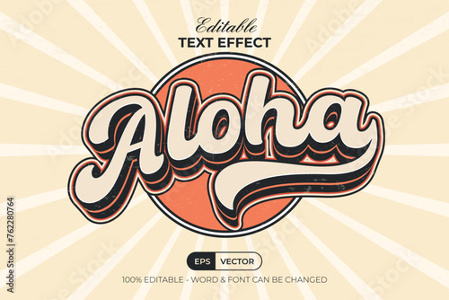 Aloha Text Effect Retro Vintage Style.