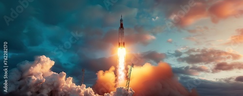 a rocket or spaceship takes off from the earth © Gipsy_studio