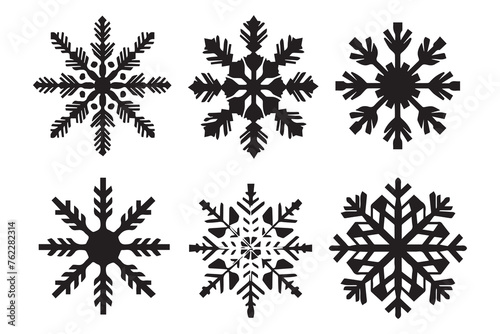 black silhouette snowflake white background vector