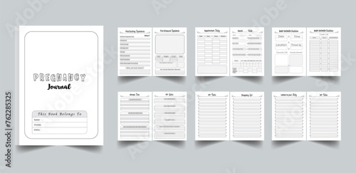 Pregnancy Journal , Pregnancy Planner with cover page layout design template
