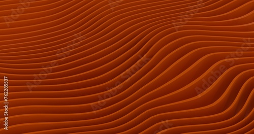 orange wave solid layers abstract background 3d rendered