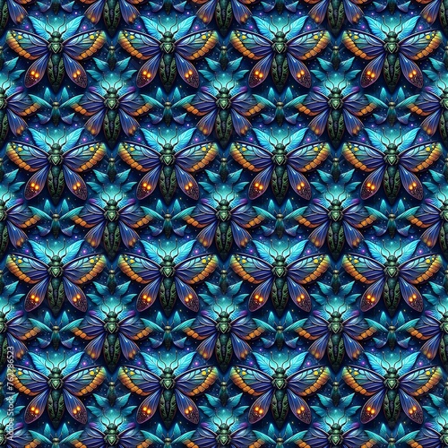 Vibrant Butterfly seamless Pattern with Luminous Accents