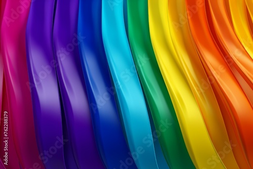 Jubilant Rainbow colorful flag. Sky waving event. Generate Ai