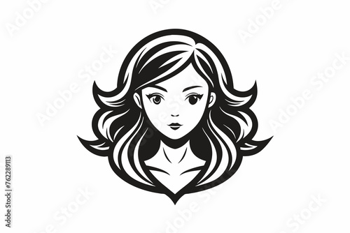 beauty-hear-style-girl-face-one-side-silhouette-white background.