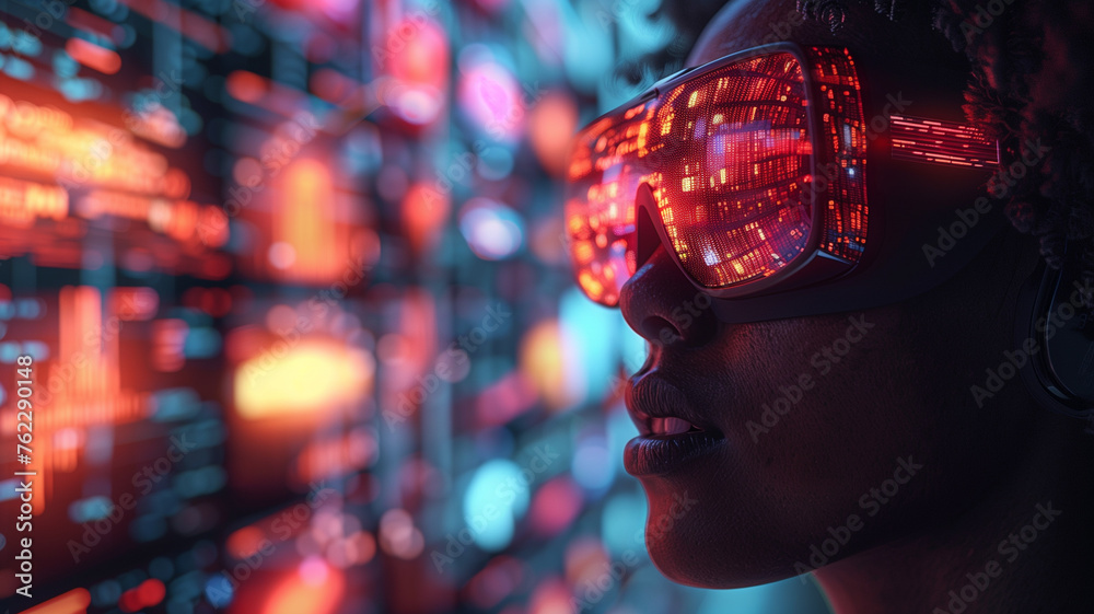 Concept of technology and the idea of being immersed in a digital world Concept of technology and the idea of being immersed in a digital world