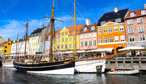 Photography Nyhavn district in Copenhagen, Denmark