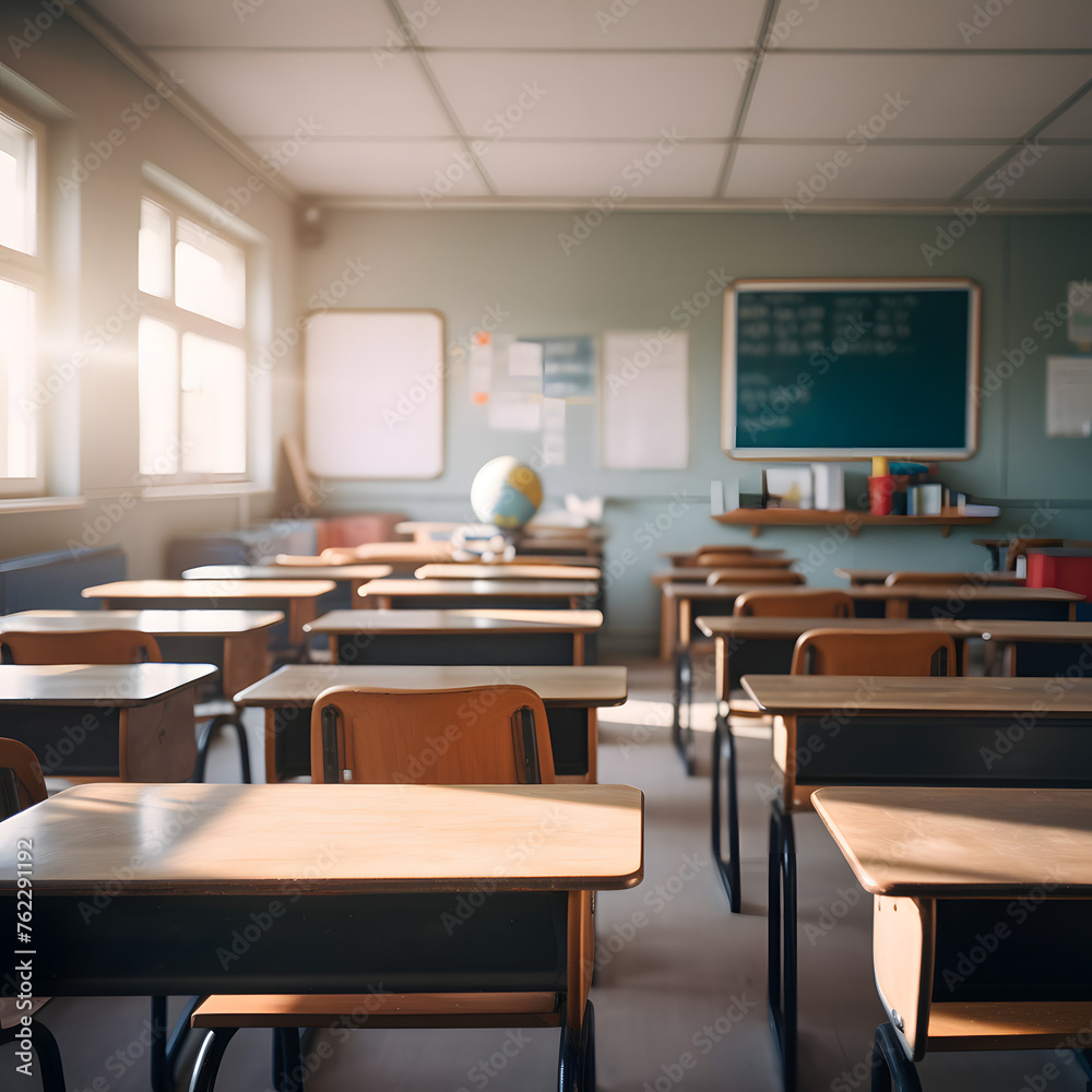 Sunlight in the empty classroom - back to school Sunlight in the empty classroom - back to school