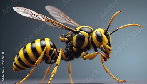 A close-up of a wasp insect with yellow and black stripes wasp © itnozirmia