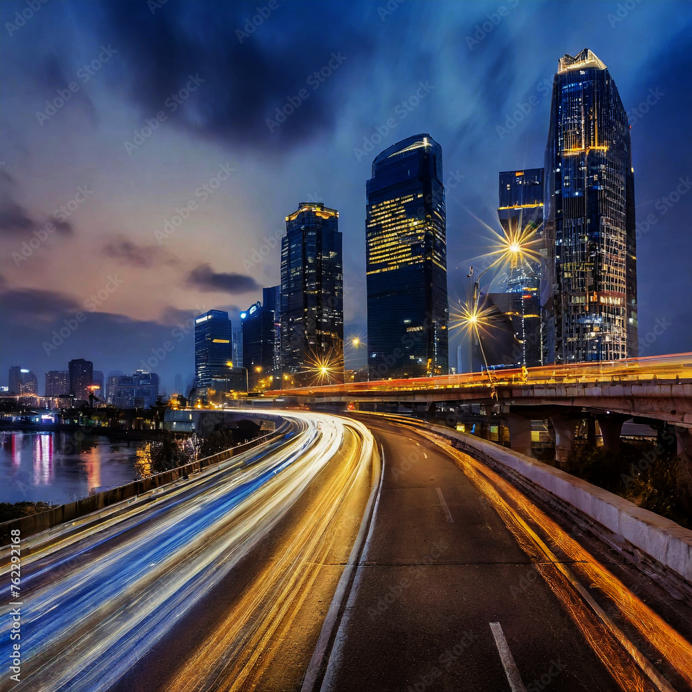 Fototapeta premium 저녁노을 퇴근 길의 도심