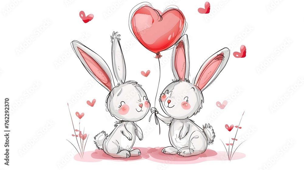 cute couple of hares with heart balloon. valentines clipart with cartoon characters good for card and print design. Use it for postcards, invitations, and scrapbooking. cute couple of hares with heart balloon. valentines clipart with cartoon characters good for card and print design. Use it for postcards, invitations, and scrapbooking.