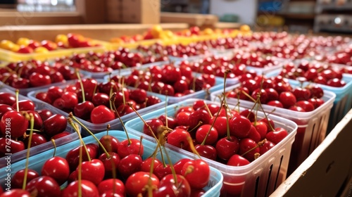 Cherries in beautiful, colorful boxes ready to be exported abroad.
