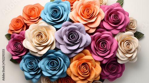 A captivating arrangement of multicolored roses  each petal displaying a unique shade  set against a minimalist background