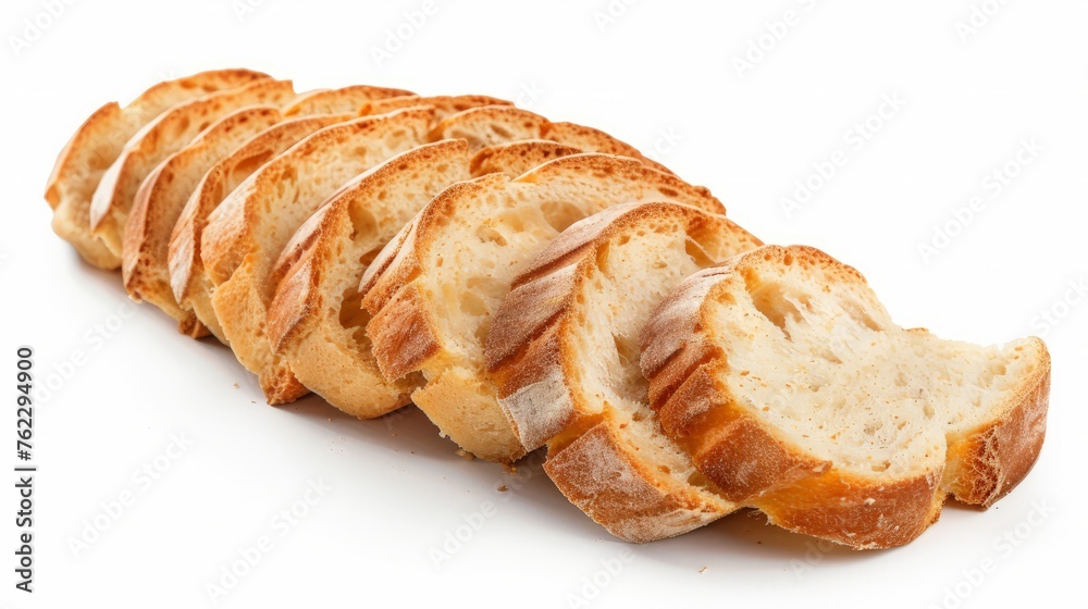 pieces of sliced bread isolated on white background