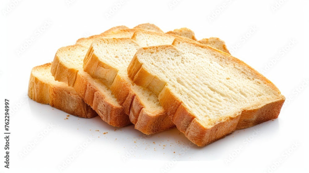 pieces of sliced bread isolated on white background