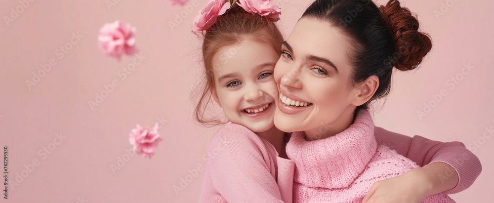 mom and child with a flower mom and child with a flower