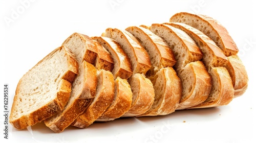 Sliced sourdough bread isolated on white background