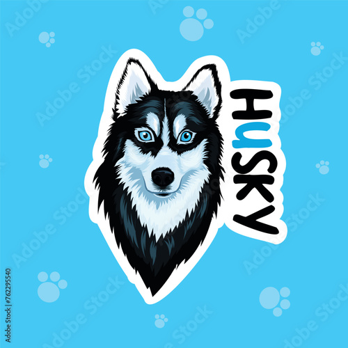 Sticker Cute Siberian Husky dog
