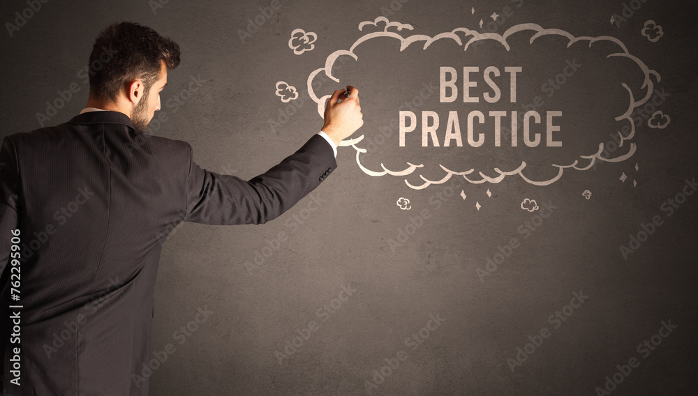 businessman drawing a cloud with inscription businessman drawing a cloud with inscription